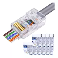 Conector Rj45 Macho Cat6 / Cat5e Cabo Rede Ez Vazado 1000un