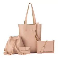 Bolsa Feminina Kit 4 Peças Ombro Tiracolo Transversal Lado