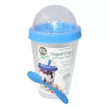 Vaso Para Yogurt Cereal Lunch Escuela Niños Portátil 300ml Color Azul