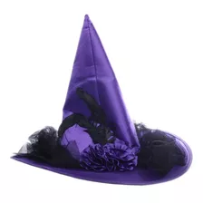 Gorro Sombrero De Bruja Con Flor Y Velo Halloween