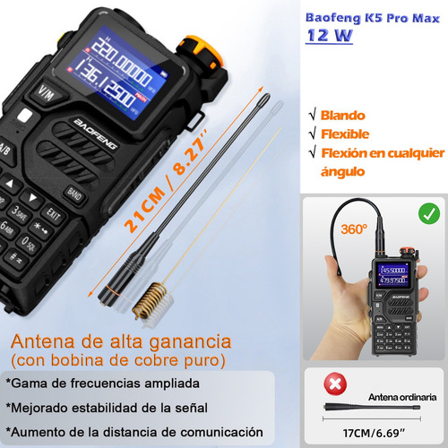 Walkie Talkie Largo Alcance 12w Uhfvhf Amfm Lcd Usbc Polica Foto 6