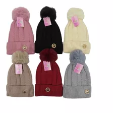 Touca Feminina Gorro Lã Inverno Forrada Peluciada Com Pompom