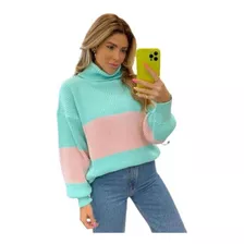 Blusa De Frio Feminina Gola Alta Manga Larga Grossa Cacharre