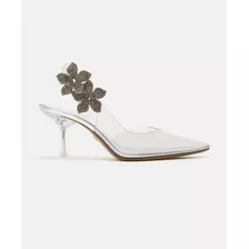 Stilettos Zara Transparentes/detalle En Flor