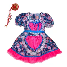 Vestido Festa Junina Quadrilha Infantil Caipira Luxo Brinde