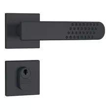 Fechadura Externa Preto Fosco Stam 803/21 Roseta Quadrada