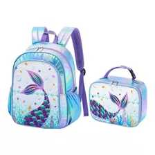 Bolso Escolar De Sirena 2 Piezas De Lentejuelas