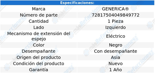 Espejo Izquierdo Elect C/desemp T800 De 2008 A 2020 Generica Foto 2