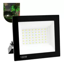 Refletor Led 100w Holofote Bivolt Prova Dágua Ip66 Verde Carcaça Preto 110v 220v (bivolt)