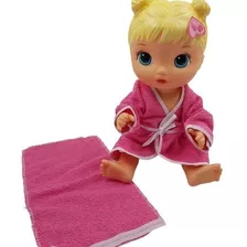 Roupa Para Boneca Baby Alive - Roupão De Banho Rosa