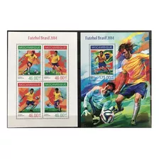 2014 Deportes- Futbol Brasil- Mozambique (2 Bloques) Mint