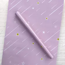 Papel Mural Autoadhesivo Pvc 10mx60cm Lluvia Estrellas Rosa 