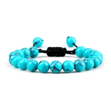 Pulsera Turquesa Piedra De Suerte Ajustable Yoga Mandala 