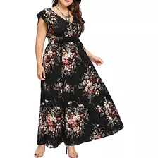 Vestido De Fiesta Floral Bohemio De Talla Grande Para Mujer