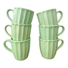 Tazas De Cerámica X6 Vainilla Esmaltada Colores Pasteles 