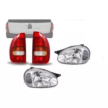 Par Lanterna Traseira Tricolor + Par Farol Pisca Cristal Corsa 4p Wagon Pick-up 94 95 96 97 98 99