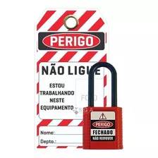 Kit Cadeado Bloqueio Etiqueta Id Não Opere Tagout Nr10 Nr12