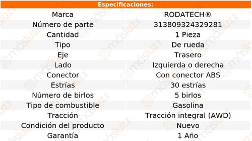 1- Maza Rueda Trasera Izq/der Xl-7 V6 3.6l 07/09 Rodatech Foto 5