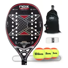 Raquete De Beach Tennis Nox Nerbo Ar10 + Bolinhas + Grip Nox Cor Preto