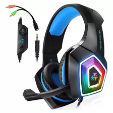 Headset Gamer V1 Hunterspider Pro Gaming Colorful Backlight Cor Azul