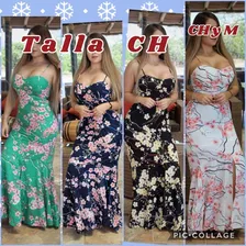 Maxivestidos Ajustados Floreados Largos Talla Ch Y M 