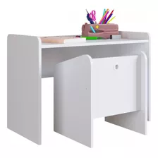 Mesa Escrivaninha Com Poltrona Meu Fofinho Branco Cj7001 -