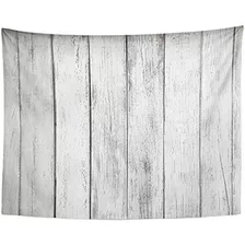 Emvency Tapestry Grey Rustic White Tablón Madera Mesa Abstra