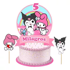 Cake Topper Kit Imprimible Adorno Torta My Melody Y Kuromi