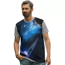 Camiseta Planeta Saturno Sistema Solar Galáxia Espaço Moda