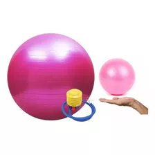 Kit Bola De Pilates Suíça C/ Bomba 55cm + Bola Overball 25cm Cor Rosa