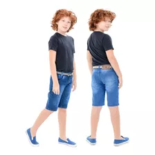 Kit 2 Bermuda Jeans Moda Infantil Masculino Com Regulador