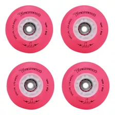 4 Rodas Inline Traxart Led Special 76mm Rosa/pink + Brinde