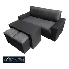 Juego De Living - Sillon 3 Cuerpos + Mesa + 2 Puff *garantia