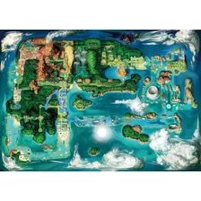 Poster Retrô - Pokemon Hoenn - Mapa - Decor - 33 Cm X 48 Cm