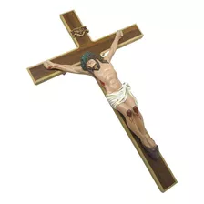 Crucifixo De Parede Madeira Acabamento De Luxo 35cm Cor Artesanal