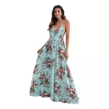 Maxi Vestido Estampad Flores Elegante Fiesta Boda Dama Playa