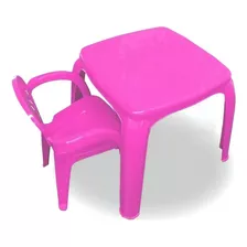Mesa Com Cadeira P/ Atividades Infantil - Azul Ou Rosa 