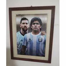 Glorioso Cuadro De Messi Y Maradona 57 Cm X 46 Cm