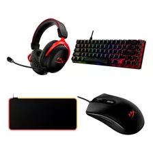 Kit Hyperx Teclado + Mousepad+ Mouse Alámbrico + Audífonos