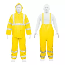 Conjunto Impermeable Doble Capa Amarillo Con Reflejante, M