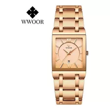 Reloj Wwoor De Acero Inoxidable Para Hombre, Pulsera De Cuar