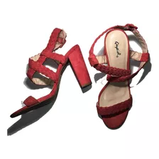 Zapatillas Dama Mujer Tacones Sandalias Qupid Gamuza Coral