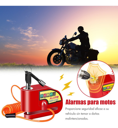 Alarma Motocicle Bloqueo Impermeable Freno Disco Candado Foto 5