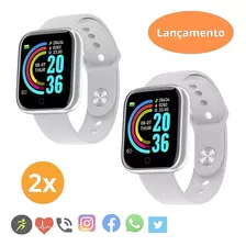 2 Smartwatch Para Celulares Design Inovador Pulseira Moderna Cor Da Pulseira 2 Prata