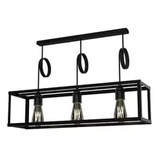 Colgante Cajón Recto Cubo 3 Luces Negro Linea Spl Luz Desing