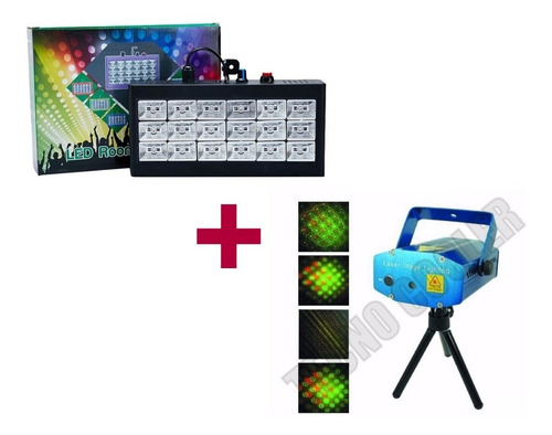 Laser Lluvia Multipunto + Flash Led Multicolor Combo Fiesta