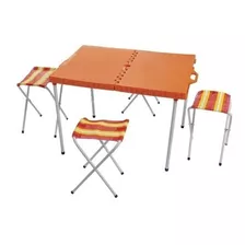 Mesa De Camping Pik Nik Plegable Con 4 Banquetas