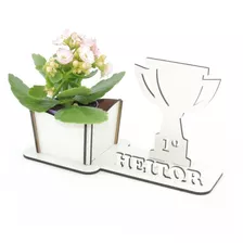 5 Porta Flores Display Personalizado Mdf Branco Taça Futebol