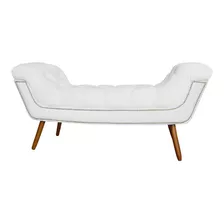 Recamier Divã Pé De Cama Sienna Casal 140cm Suede Branco