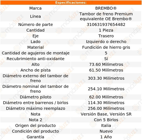 1.tambor De Frenos Izquierdo O Derecho Trasero Hilux 04/16 Foto 2